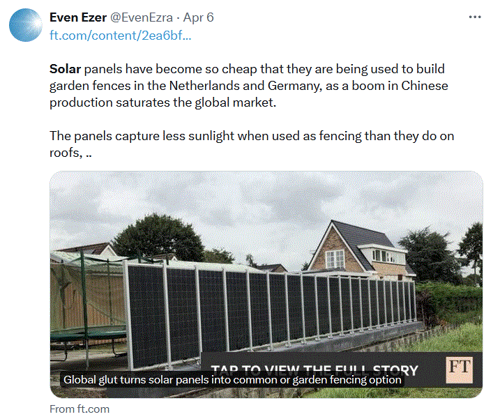 Grand Solar Power Rush Ends With Panels Being Used As Garden Fencing